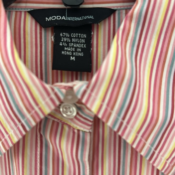Moda international ladies, striped button-down blouse. M. Very good condition. - Picture 10 of 12